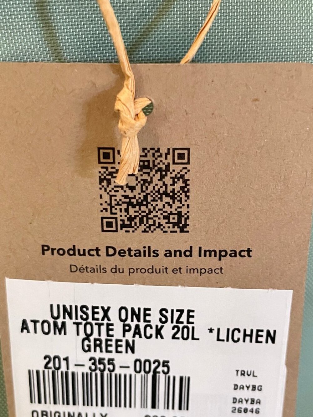 NEW Atom Tote Pack 20L NWT Lichen Green Backpack - Picture 14 of 14